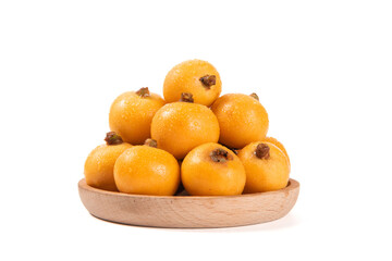 Ripe loquats fruit isolated on white background.