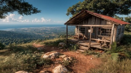 Mountaintop cabin with ocean view