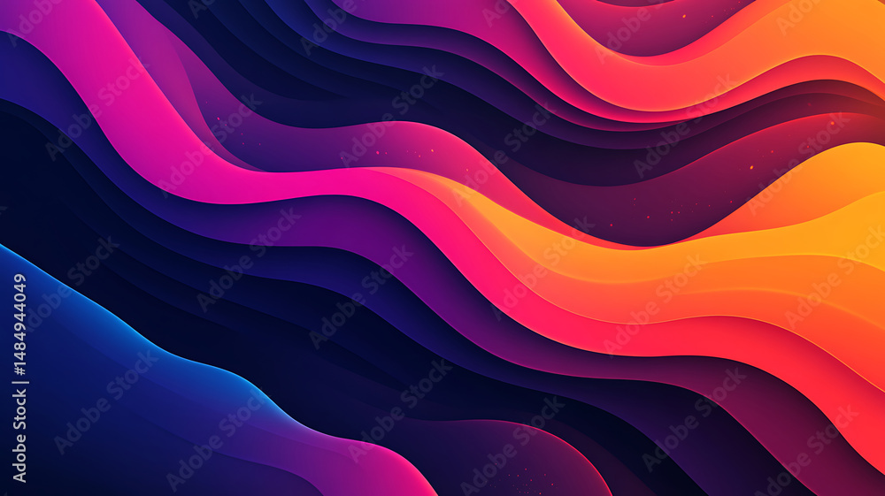 Aufkleber abstract wavy background with vibrant gradient colors modern fluid design with dynamic layers pink o