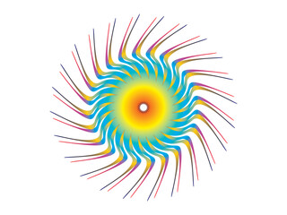 Colorful Rotating Fireworks Vector Illustration. Hypnosis. Flower vector illustration. Multicolored mandala.