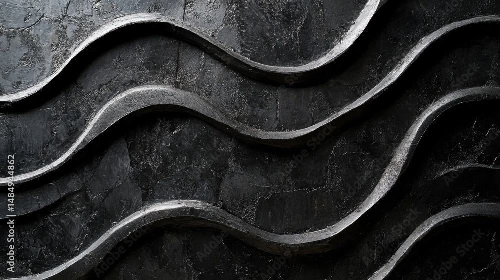 Aufkleber dark gray textured background with embossed wavy patterns