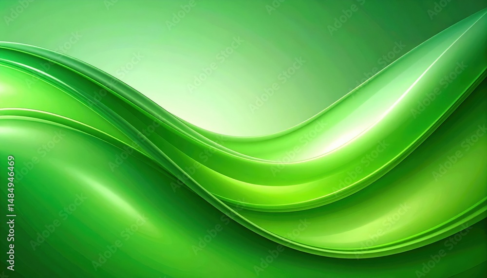 Poster dynamic green wave patterns abstract design digital art modern aesthetics vibrant environment