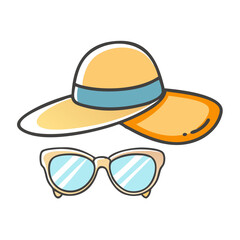 sunhat and sunglasses icon, sunhat and sunglasses vector illustration-simple illustration of sunhat and sunglasses, perfect for sunhat and sunglasses logos and icons