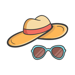 sunhat and sunglasses icon, sunhat and sunglasses vector illustration-simple illustration of sunhat and sunglasses, perfect for sunhat and sunglasses logos and icons