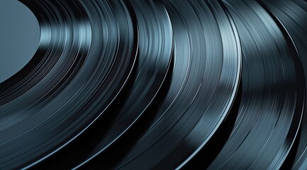 Close-up view of multiple vinyl records stacked