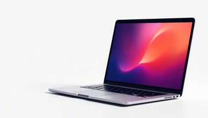 Single laptop computer isolated on white background, graphic, computer, home