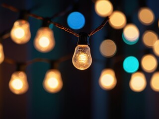 christmas lights on a dark background