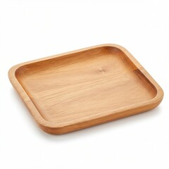 Empty Light Brown Wooden Square Serving Tray
