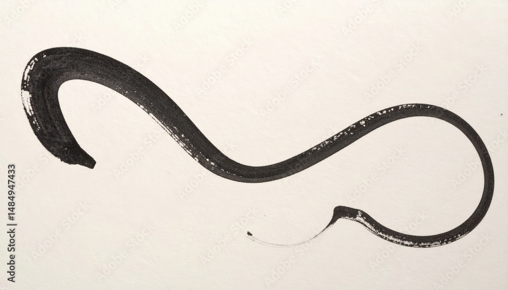 Poster fluid movement of a black snake studio setting abstract art minimalist design close-up view nature c