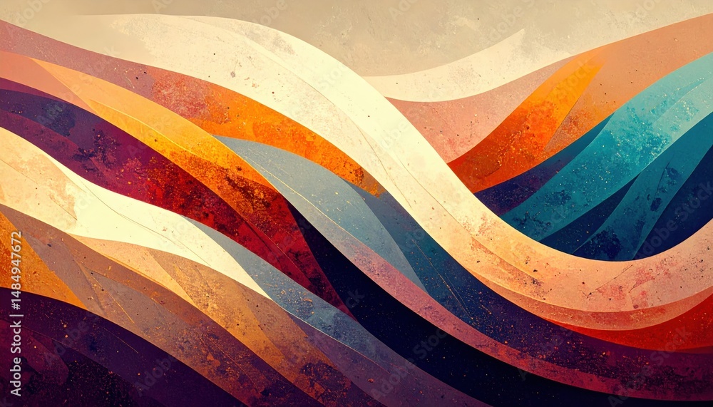 Poster dynamic abstract waves art digital canvas colorful patterns vibrant atmosphere artistic perspective 