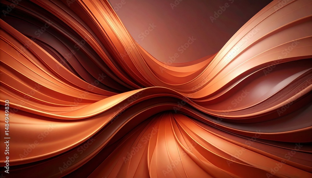 Poster dynamic flow of curved textures abstract space digital art warm tones close-up visual harmony