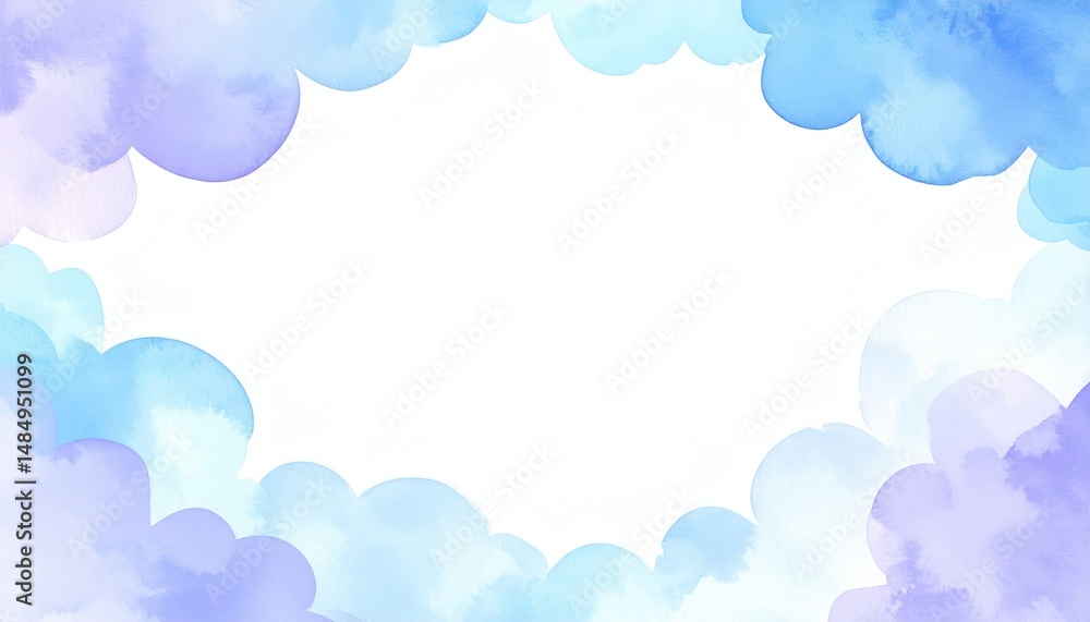 Poster creative blue watercolor background with soft clouds for design projects digital art abstract enviro