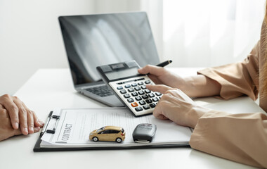 Car Dealer concept, Car insurance, loans and Car rentals