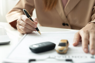 Car Dealer concept, Car insurance, loans and Car rentals