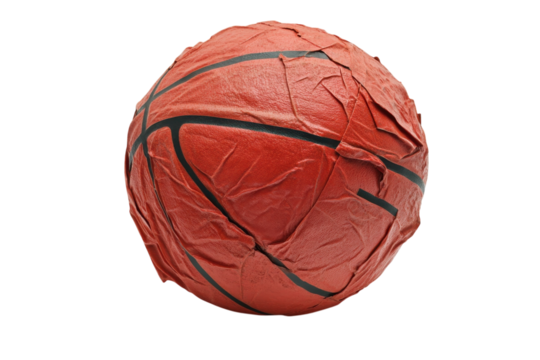 Wrinkled Basketball Texture Red Ball Sport Equipment Game Closeup Abstract on transparent background