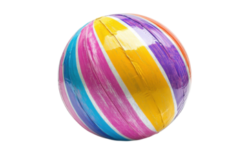 Rainbow Candy Ball Colorful Striped Sweet Treat Gummy Sphere Festive on transparent background