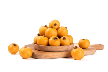 Ripe loquats fruit isolated on white background.