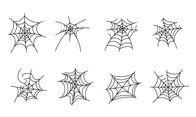 Spider Web Vector Illustration &ndash; Isolated Web Silhouette on White Background