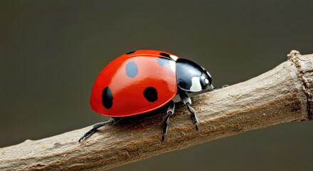 Simple Ladybug on a Solid Background