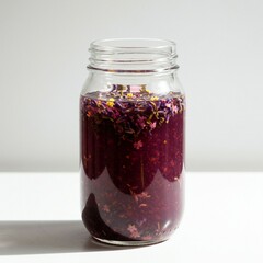 Purple Herbal Infused Liquid in a Glass Jar