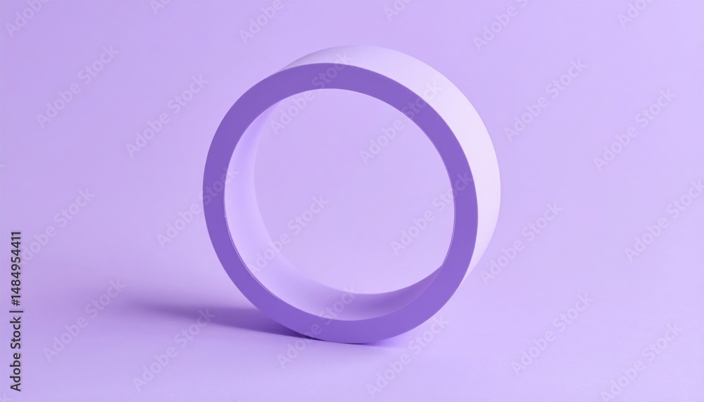 Poster rotating minimalist circle design digital studio 3d render soft purple background artistic perspecti