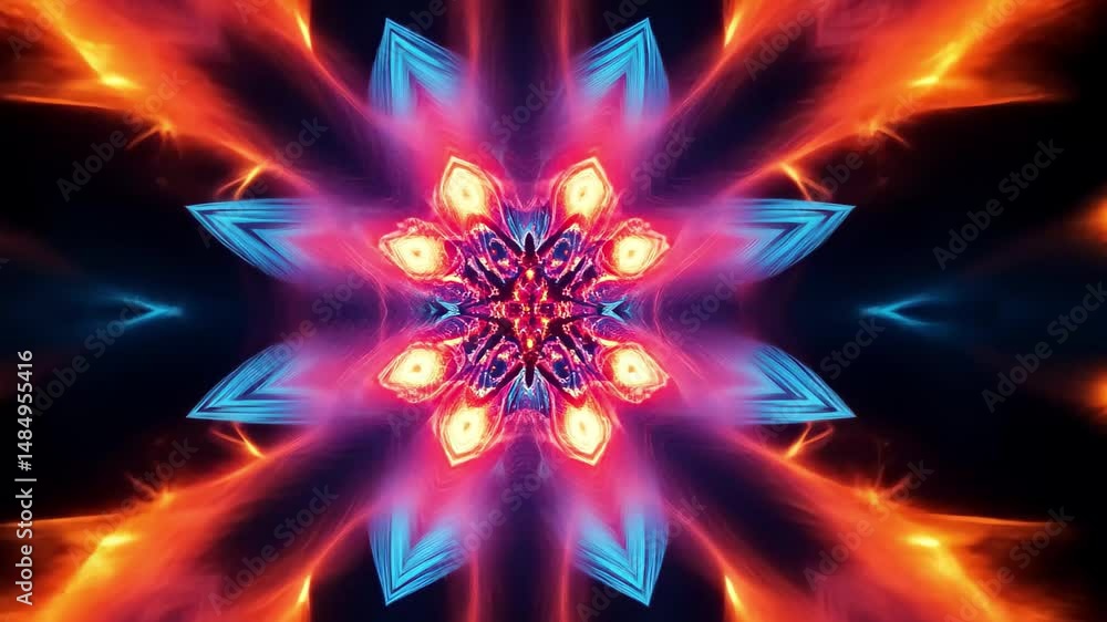 Poster dynamic abstract visuals create mesmerizing patterns in vibrant colors during an immersive art exper