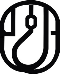 Vector Abstract Mouse Icon, Monochrome Minimalist Design.