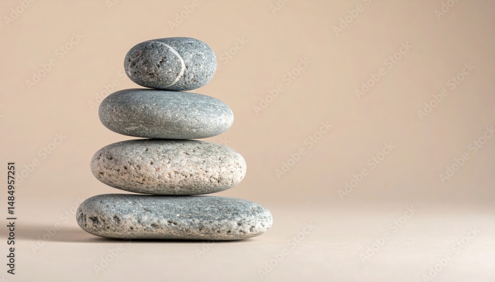 Aufkleber balanced stack of smooth stones minimalist setting decorative element calm environment close-up view