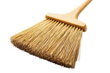 Sturdy Wooden Broom Natural Bristles Cleaning Tool Household Sweep Floor on transparent background