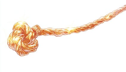 Glowing golden rope tied in a knot