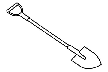 Simple Line Drawing of a Gardening Shovel Tool