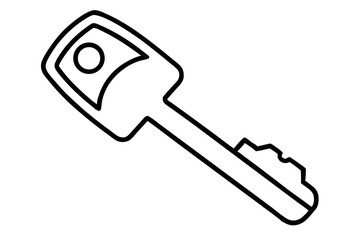 Simple Line Drawing of a House Key Icon Illustration