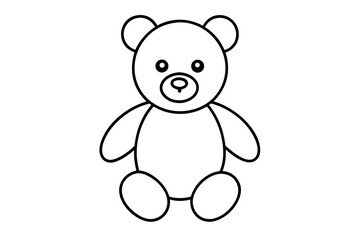 Simple Line Drawing of a Sitting Teddy Bear Illustration