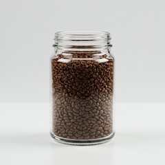 Roasted Coffee Beans in a Clear Glass Jar Aromatic, Rich, and Ready to Brew