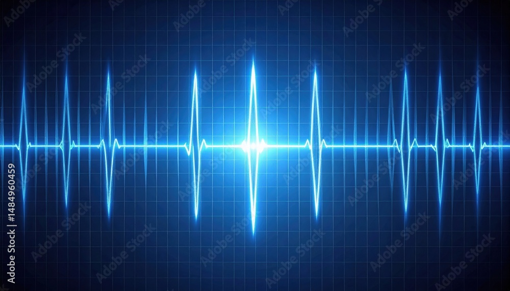 Poster heartbeat visualization digital display graphic representation abstract environment futuristic viewp