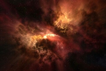 Naklejka premium Orange and Brown Nebula in Dark Space Varient 4