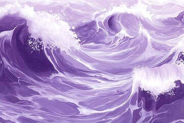Obraz premium Turbulent waves in shades of soothing lilac cascade beautifully in digital abstract rendering