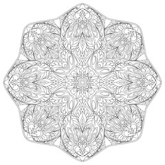 vector Mandala art. Abstract pattern. Vintage decorative asian, islam, indian, arabic, turkish, aztec elements. Coloring page template for background, invitation, birthday, wedding cards, wallpaper. B