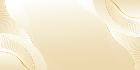 Abstract beige luxury wave background with gold lines. Elegant cream gradient design for beauty products, templates, banners, sales, awards, events, websites, pages and more