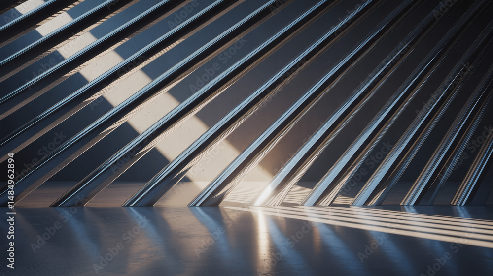 Poster diagonal lines with a metallic sheen playing with light and shadow