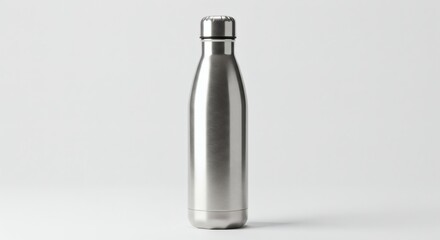 Metal bottle with polished finish in studio setting