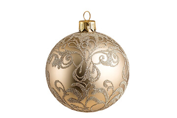 Decorative gold Christmas ornament isolated on transparent or white background. Generative ai