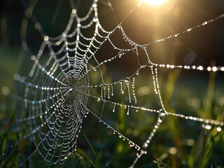 spider web with dew drops