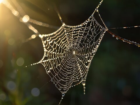spider web with dew drops