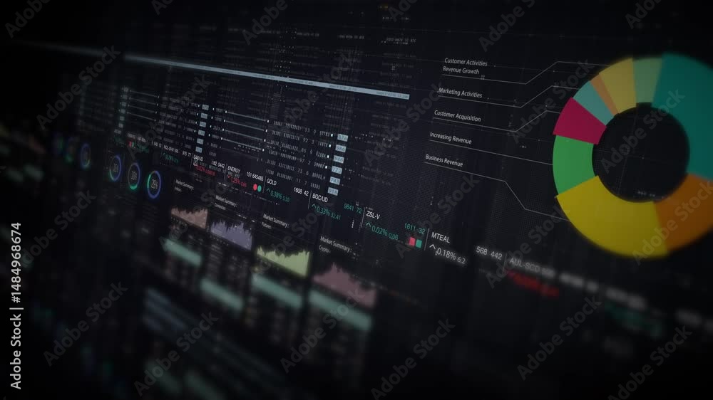 Fototapete dynamic data visuals for business info graphics, animated charts, and data-driven insights for a bus