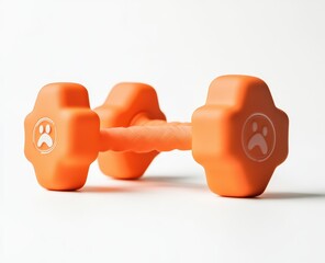Cute orange dumbbell with textured grip