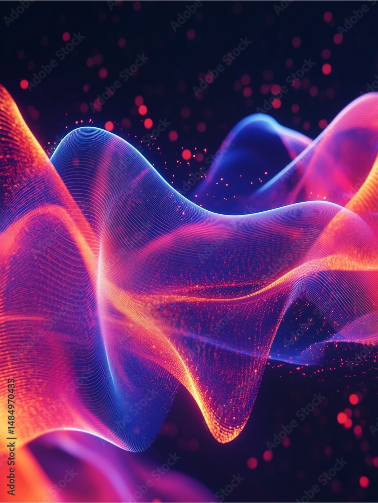 Poster digital waves: a captivating illustration of dynamic digital waves with a vibrant color palette and 