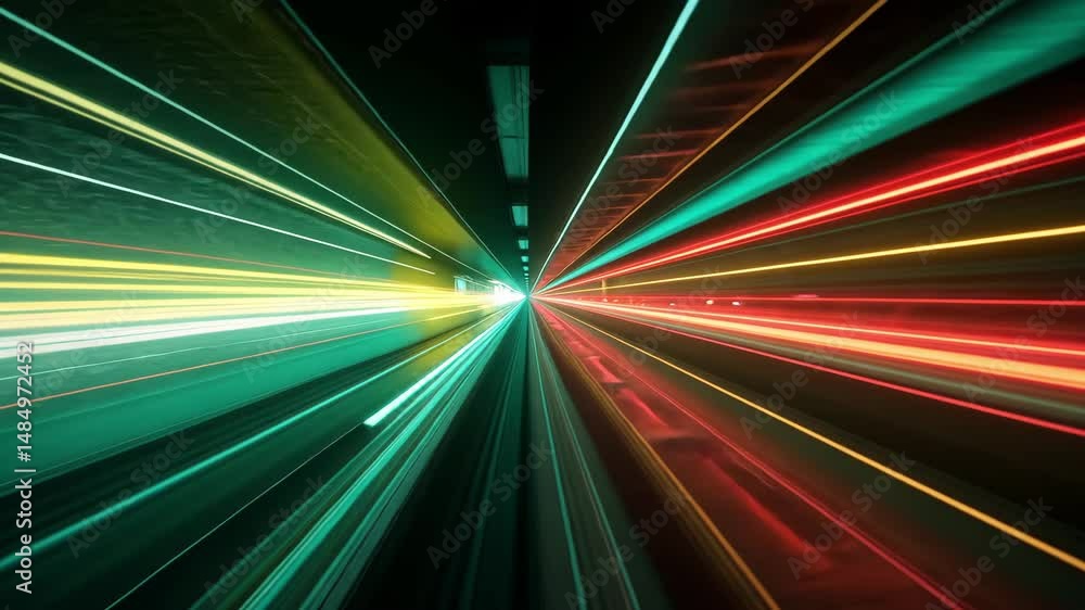 Poster dynamic light trails displaying motion in urban environment at night