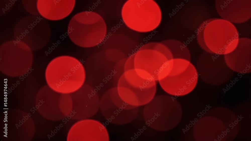 Poster abstract red circle bokeh background with soft focus and glowing lights effect