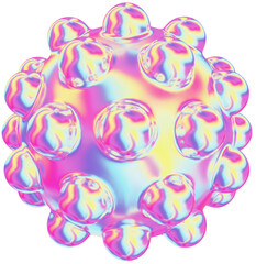 Abstract 3D y2k chrome shape clipart,  iridescent liquid form isolated. Render of geometric metal illustration